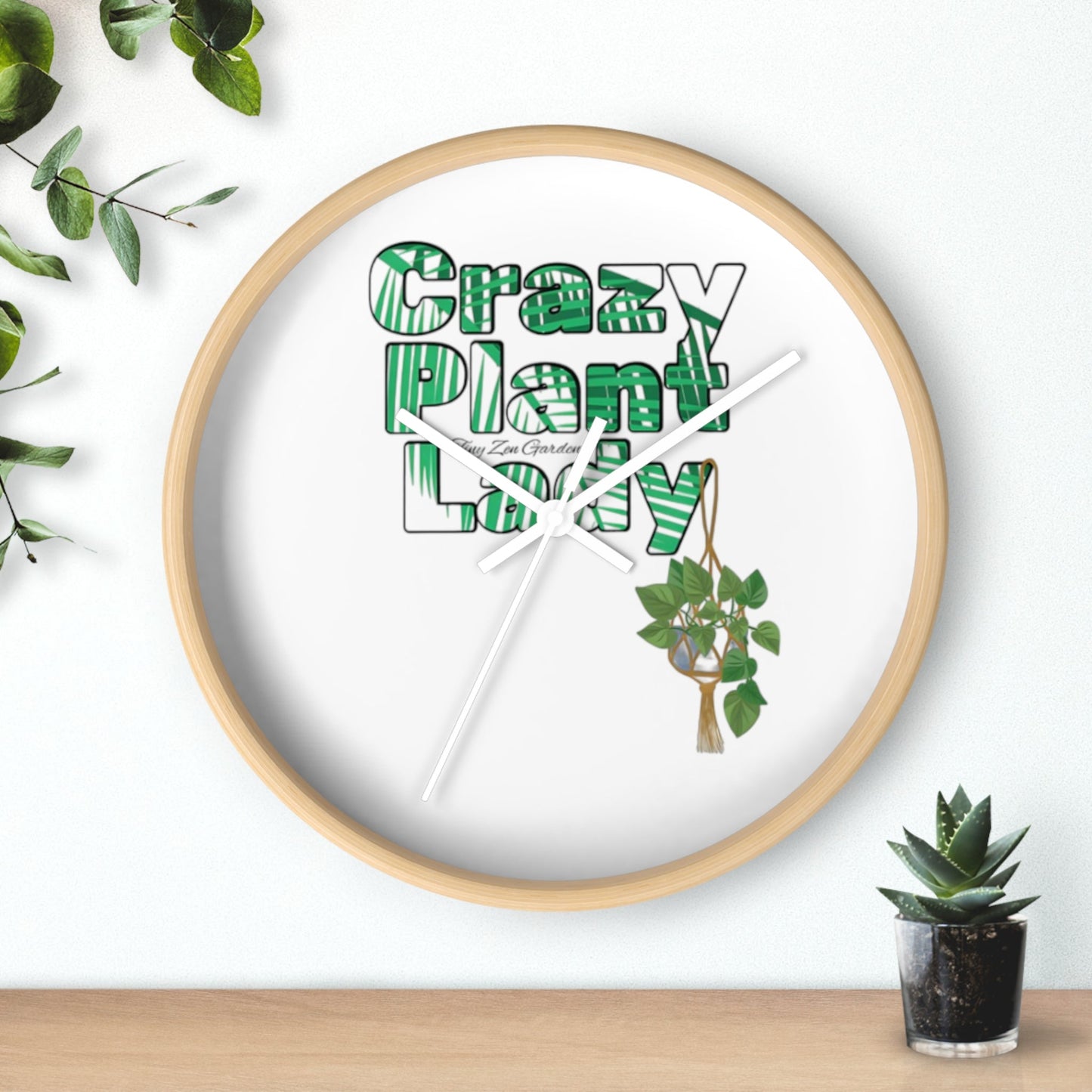 Wall Clock | Crazy Plant Lady | Tiny Zen Gardens - Tiny Zen Gardens