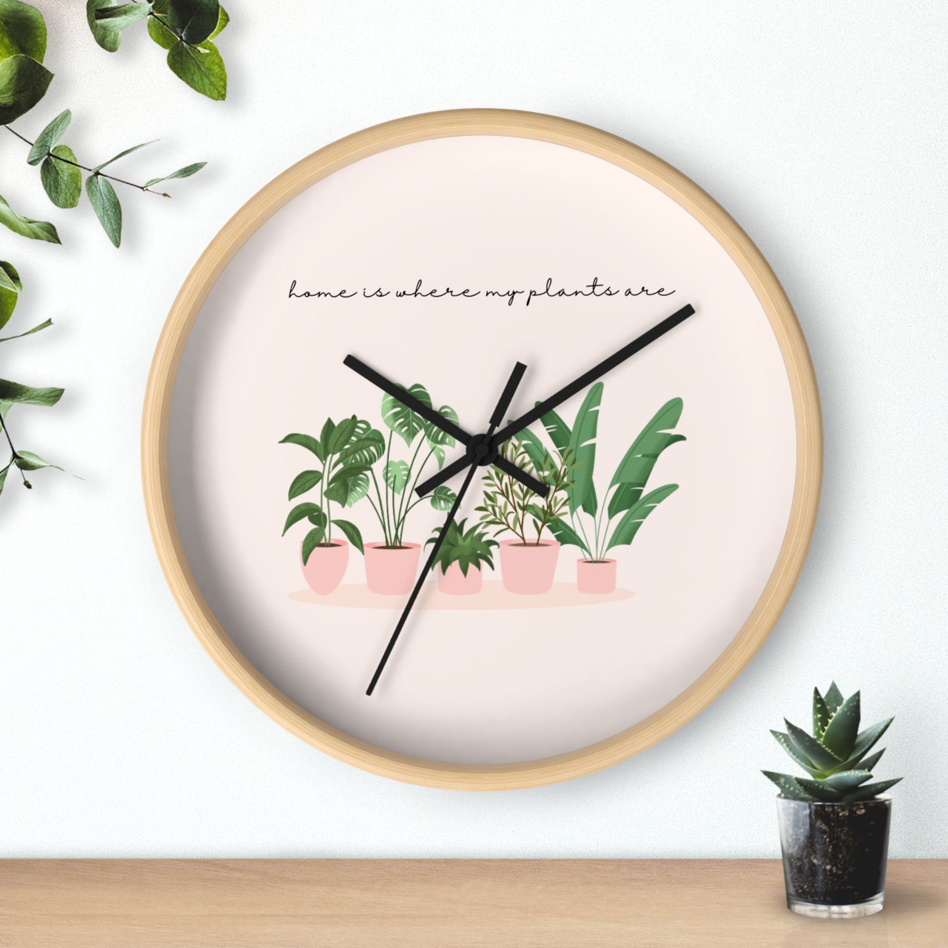 Wall Clock Home Is Where My Plants Are Tiny Zen Gardens - Tiny Zen Gardens