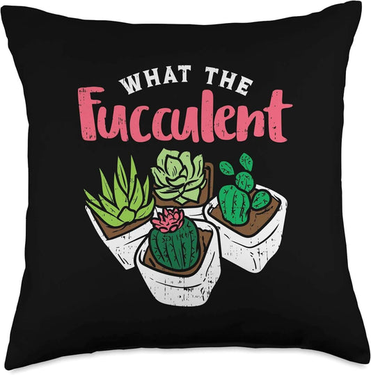 What the Fucculent Throw Pillow - Tiny Zen Gardens