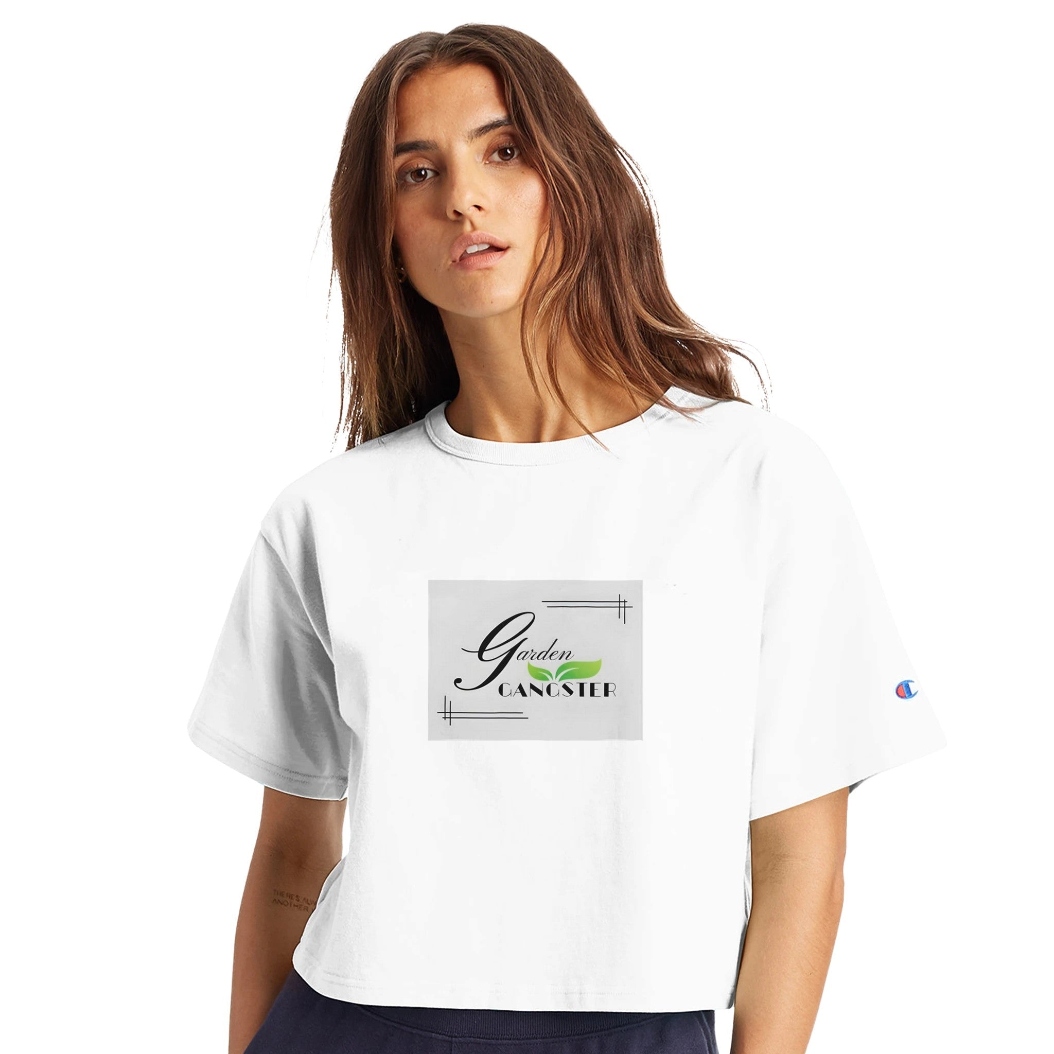 Women s Cropped Champion T Shirt Garden Gangster Tiny Zen Gardens