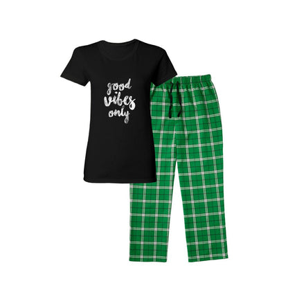 Women's Short Sleeve Top and Flannel Pants Set - Tiny Zen Gardens